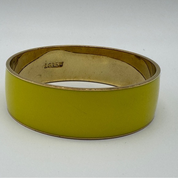 J.Crew Yellow Enamel Wide Bangle Bracelet 7.5” Wrist - Picture 1 of 5